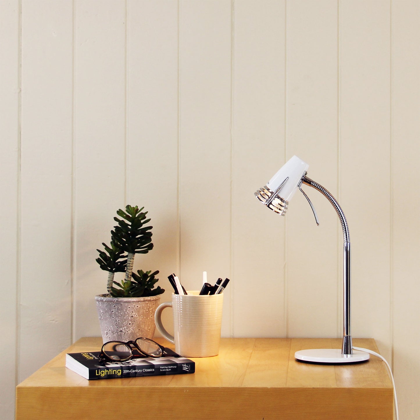 Scoot LED Desk Lamp White/Chrome