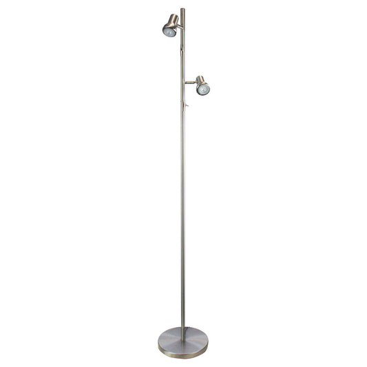 Daxam LED Twin Floor Lamp Brushed Chrome