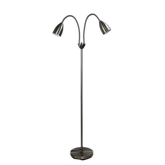 Stan Twin Floor Lamp Brushed Chrome