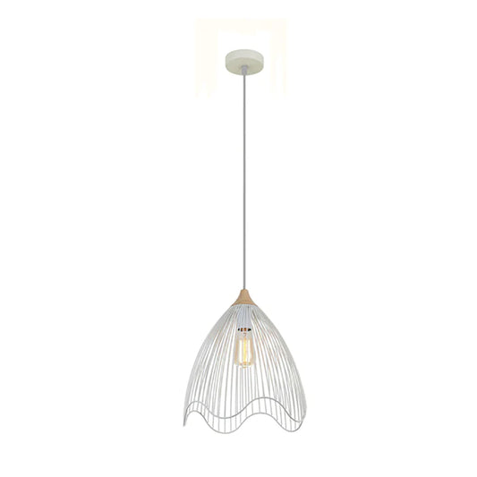 SPIAGGIA4 Pendant ES White Wire Cone w/wavy edge OD330mm