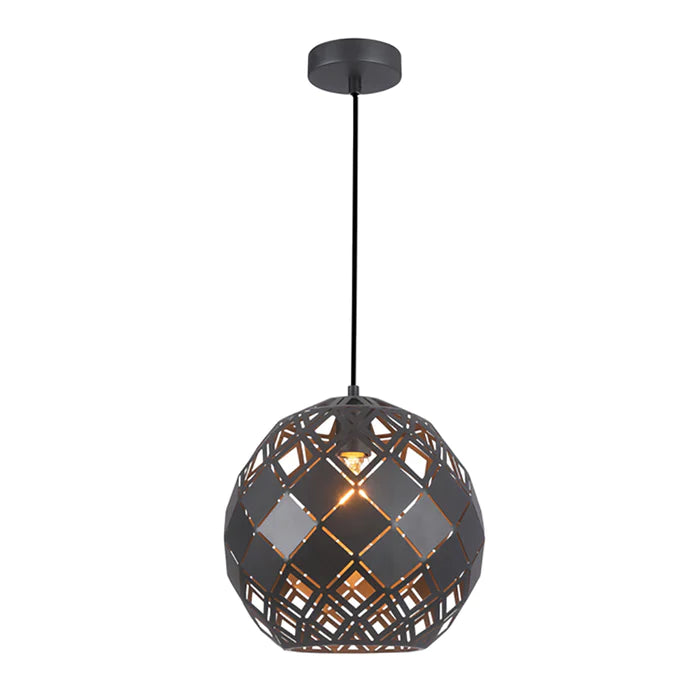 Pendant ES Matt Black Embossed Tiled Wine Glass OD300mm