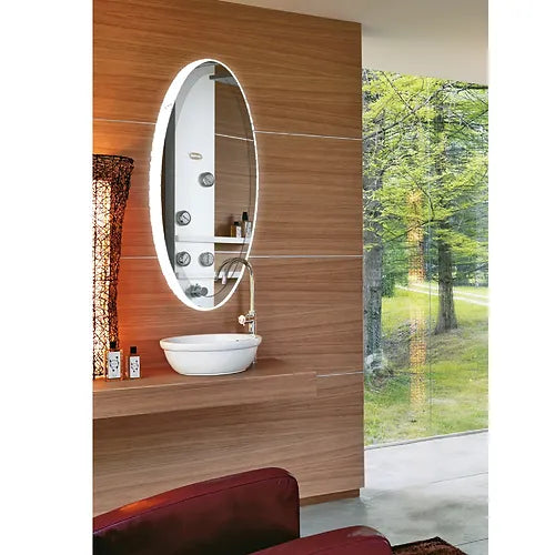 Oval Crystal Side Rimmed Indoor LED Mirror