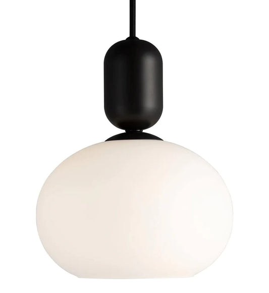 Notti Pendant Black Metal/Opal Glass E27