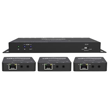 HDMI Extender Splitter with 1x HDMI Loop Out and 3x Cat5e/6 55m Output with IR and PoC - 34MM-2K50-3