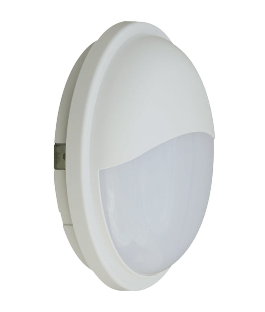 CLA Outdoor Polycarb Round Bunker W/Eyelid  White  IP65 20W LED 240V