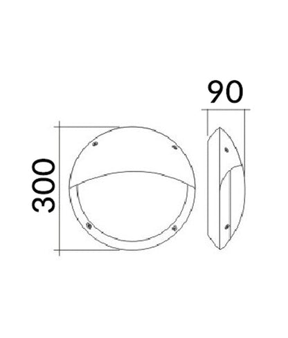 CLA Round Bunker with Eyelid Black 12W IP66 4000K