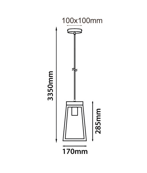 CLA Trapezium Pendant White Iron & Wood 1x E27 240V