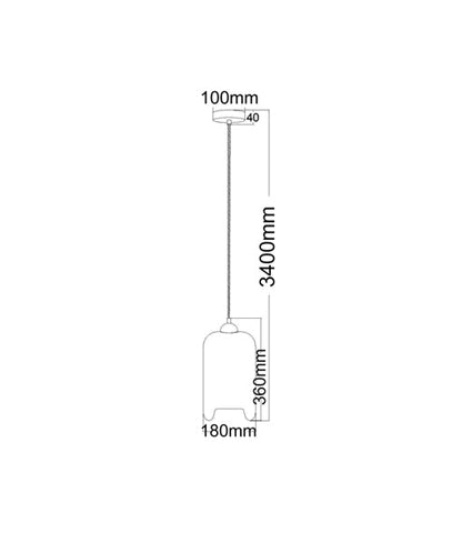 CLA Oblong Glass Pendant Clr Glass  1x E27 240V