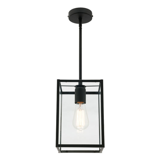 Mercator Small Pendant Light  Matte Black/Clear Glass 1 x E27 240V