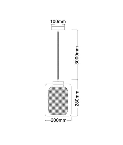 CLA Glass/Mesh Pendant  Clear & Black  1x E27 240V