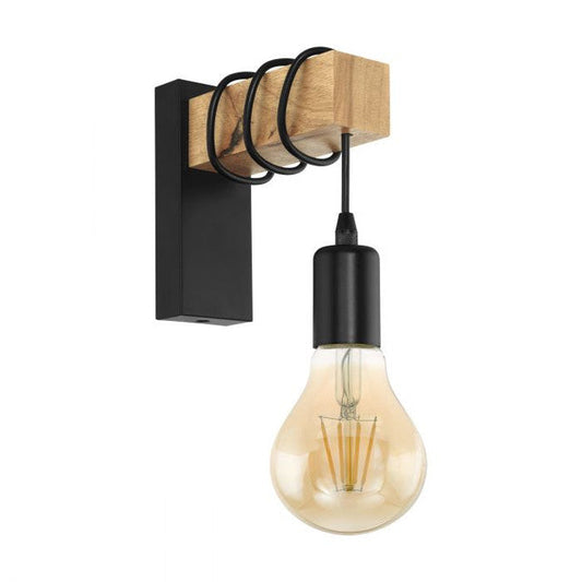 Eglo Interior Wall Light Wood/Black 1x E27