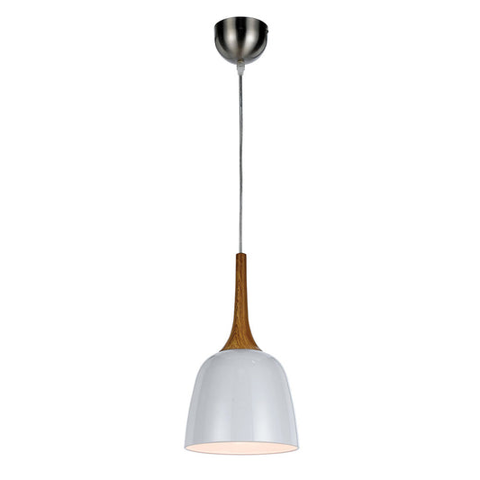 Telbix Small Metal Pendant White/Oak  1x E27 240V