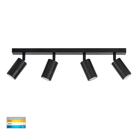 Havit 4 Spot Light Bar Black IP54 4x 5W GU10 Tri-Colour